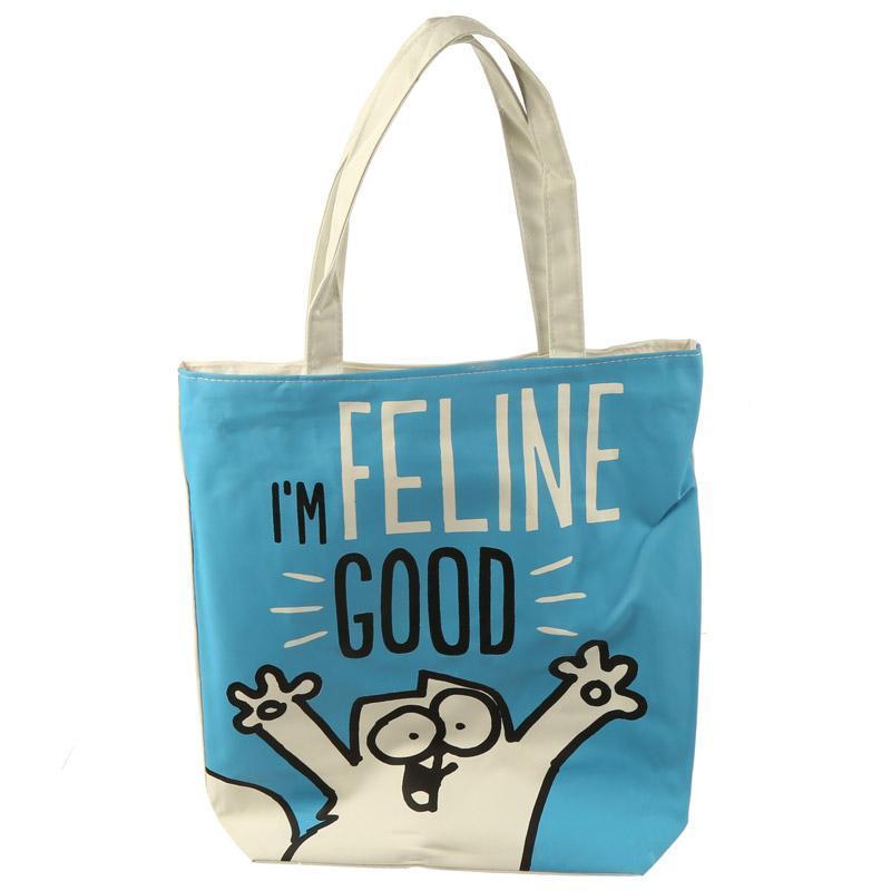 Handy Cotton Zip Up Shopping Bag Simon s Cat Design I m Feline Fin