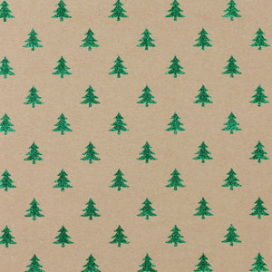 Gift Wrap - Glitter Kraft Paper Gift Wrap Roll - 2M - Mini Green Tree