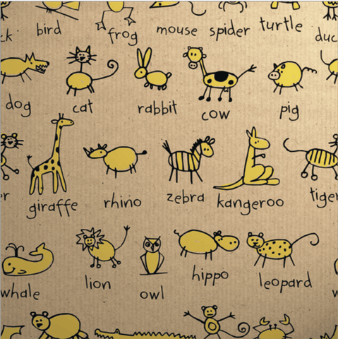 Gift Wrap - Printed Kraft Paper Gift Wrap Pack 1 Roll - 3M - Doodles Animals