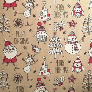 Gift Wrap - Printed Kraft Paper Gift Wrap Pack 1 Roll - 3M - Doodles Christmas