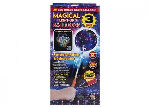 LED Balloon - Pack Of 3 Magical Light-Up Balloons  - 30 LED Multi Colour Bulbs Each Balloon PK3