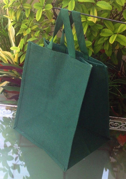 Tote Bag - Large Green Shopper Bag - Jute Tote